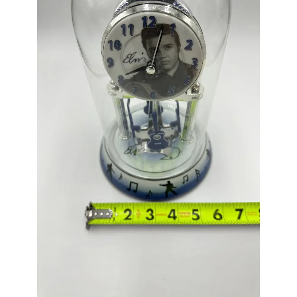 Elvis Presley Pendulum Clock 25th‎ Anniversary Blue Silver Glass Works See Video